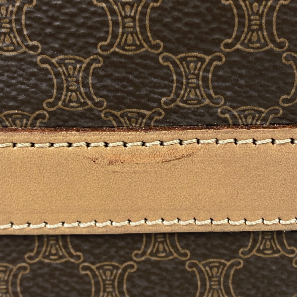 Celine Shoulder Pattern Brown Diagonal Leather Ba… - image 3